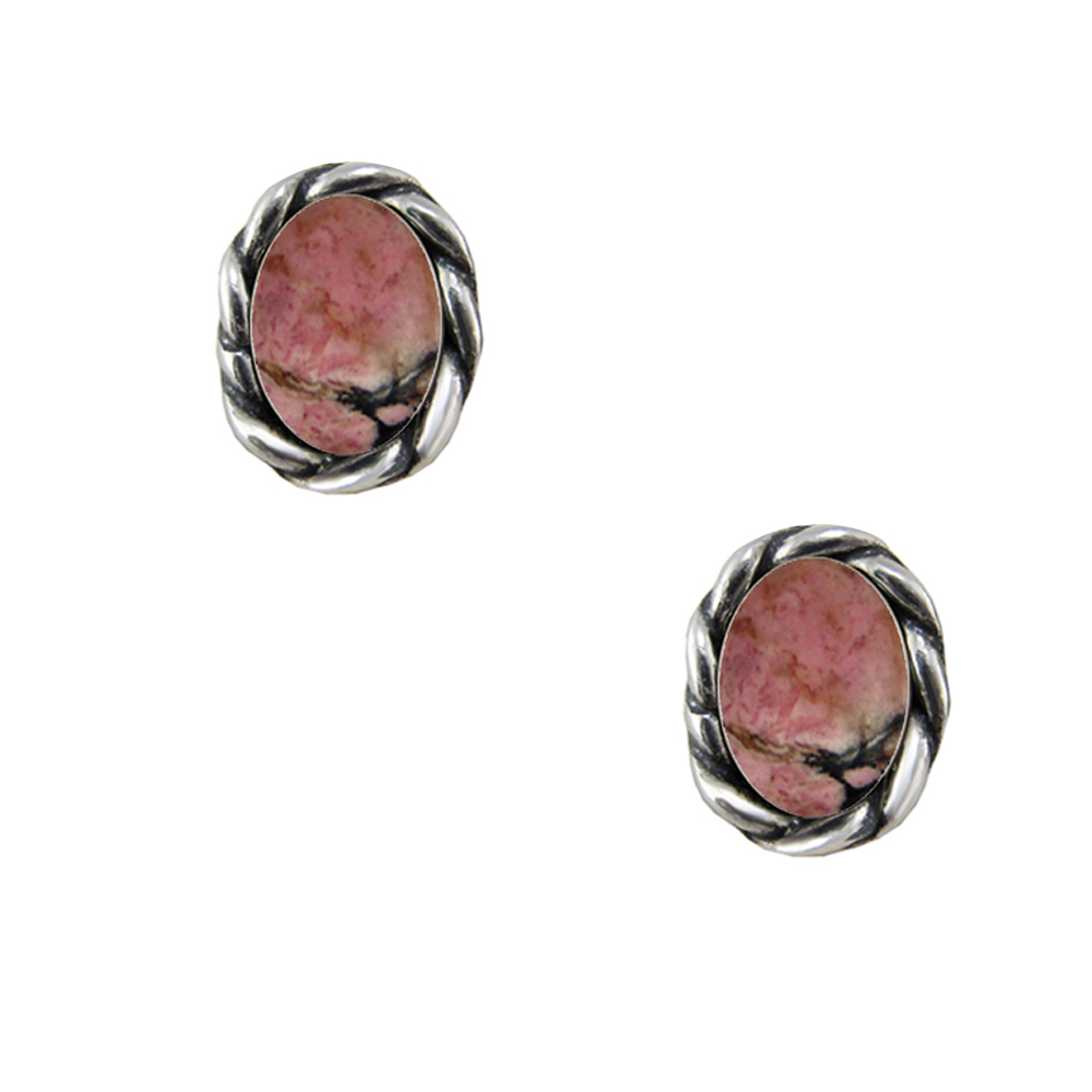 Sterling Silver Little Rhodonite Drop Post Stud Earrings